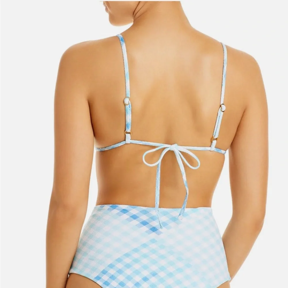 NWT Revolve L*Space Picnic Plaid Blue Brittany Bikini Top